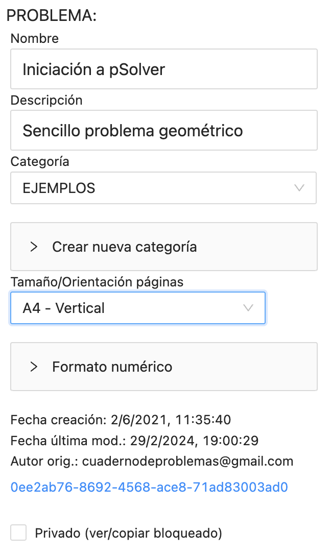 Propiedades del problema